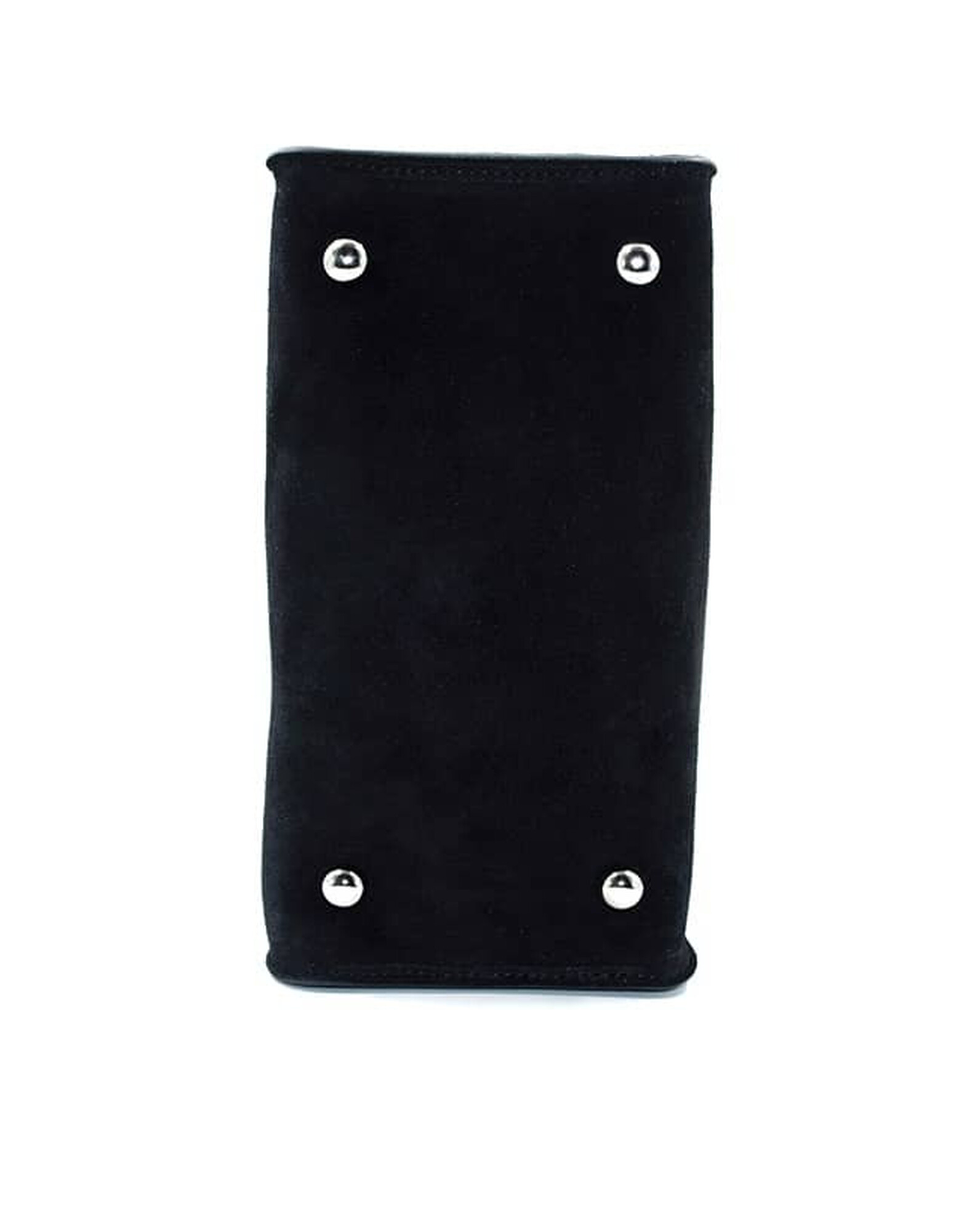 Black suede leather bag ARTISTE, pink handle and mouth embroidery |Gloria Balensi