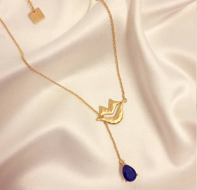 HÉRA chain necklace with lapis lazuli, front view 2 | Gloria Balensi