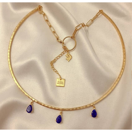 NAYA torque necklace with Lapis Lazuli, front view 2 | Gloria Balensi