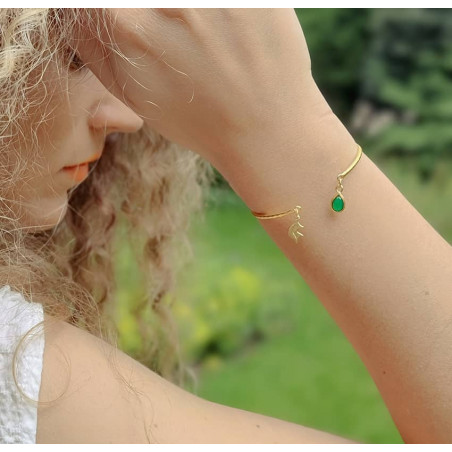 Gold-plated bracelet AVA with green Onyx, front view 2 | Gloria Balensi