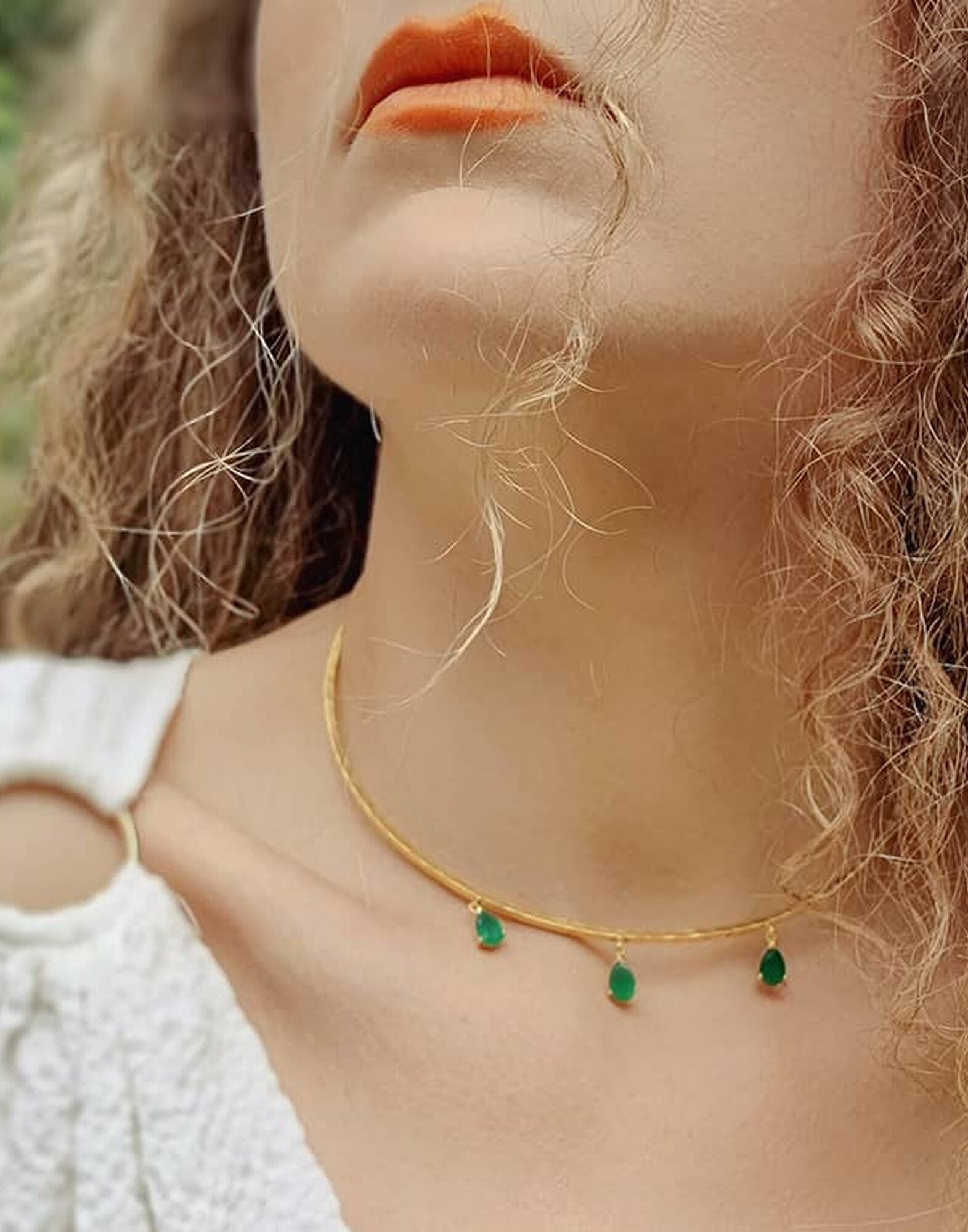 NAYA torque necklace with green Onyx |Gloria Balensi