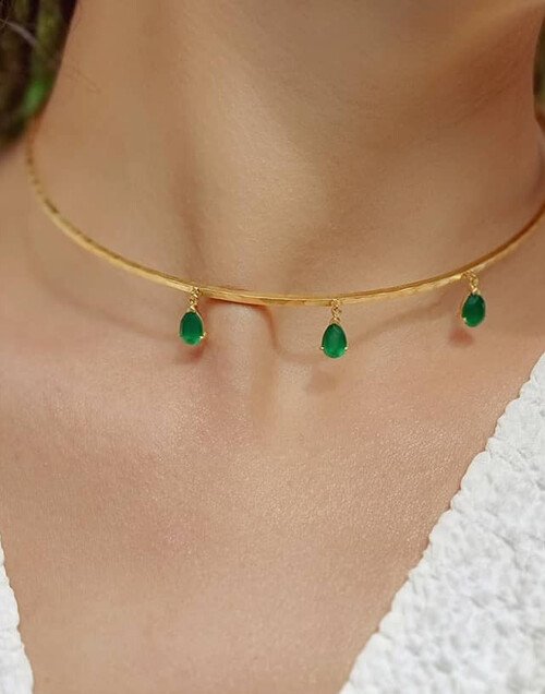 NAYA torque necklace with green Onyx |Gloria Balensi