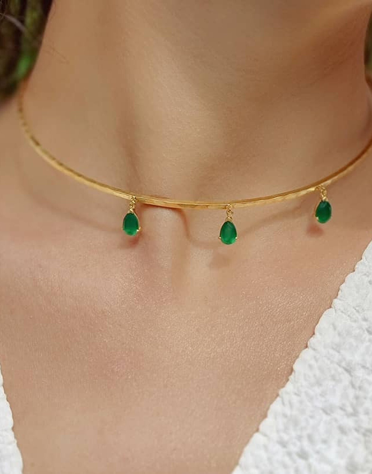 NAYA torque necklace with green Onyx |Gloria Balensi