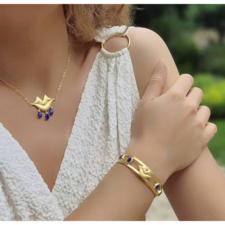 VENUS chain necklace with Lapis lazuli, front view 3 | Gloria Balensi