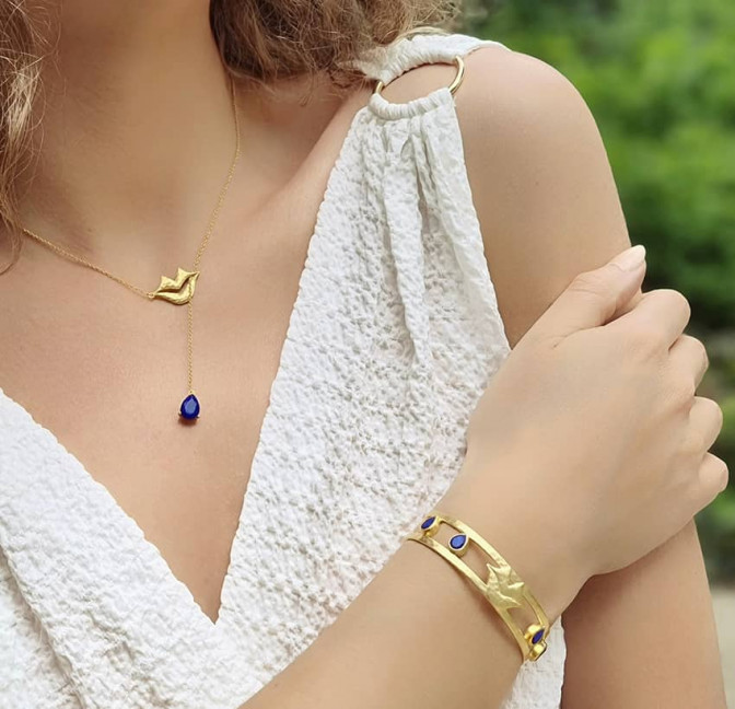 Collier chaîne HÉRA avec lapis lazuli| Gloria Balensi bijoux