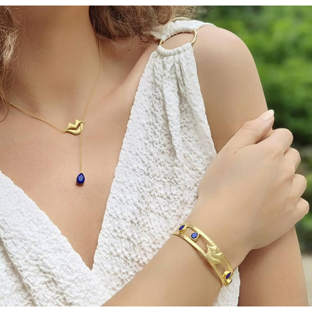 HÉRA chain necklace with lapis lazuli, front view 5 | Gloria Balensi