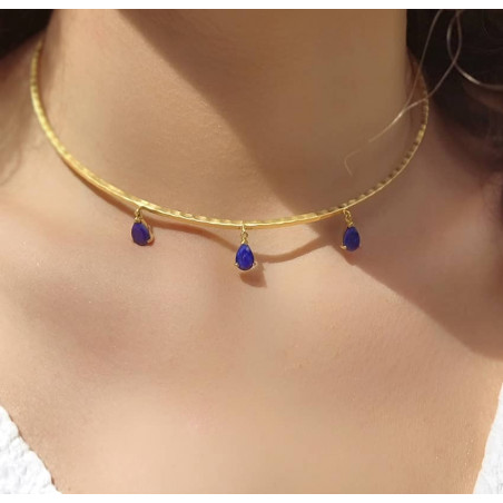 NAYA torque necklace with Lapis Lazuli, front view 4 | Gloria Balensi