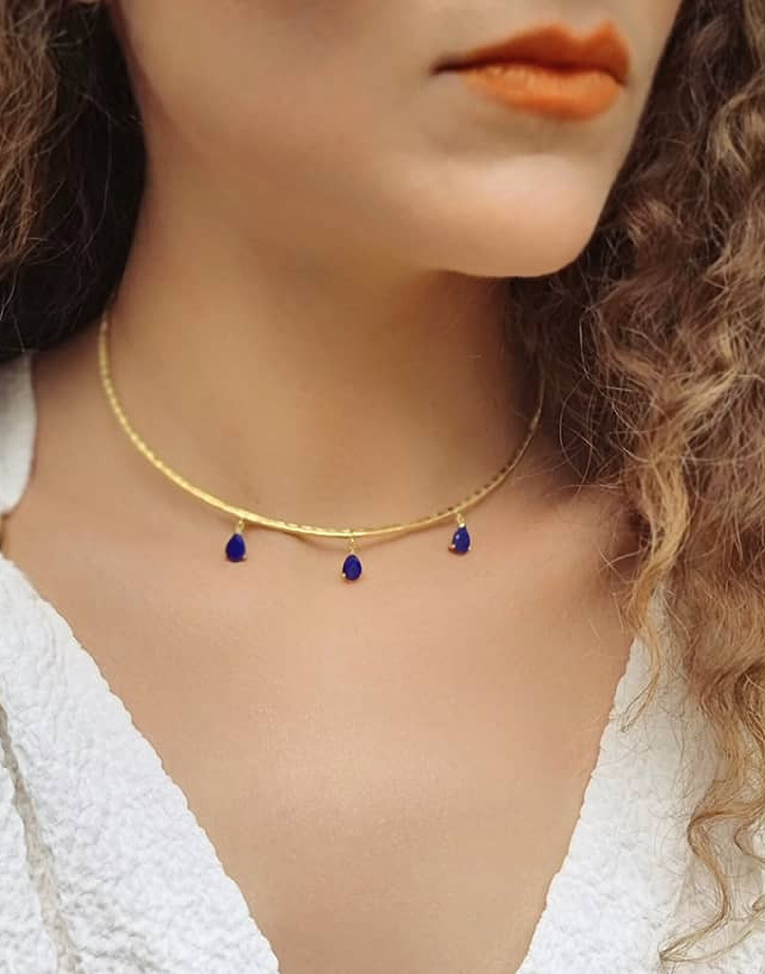 NAYA torque necklace with Lapis Lazuli |Gloria Balensi