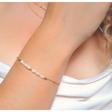 Bracelet chaîne plaqué or et perles baroques d'eau douce  | Gloria Balensi bijoux