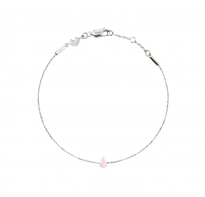 925 silver cord bracelet, pink quartz pear stone | Gloria Balensi