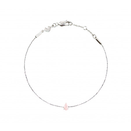 Bracelet cordon argent 925, pierre poire quartz rose| Gloria Balensi