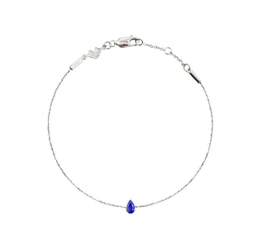 925 silver cord bracelet, lapis lazuli pear stone | Gloria Balensi