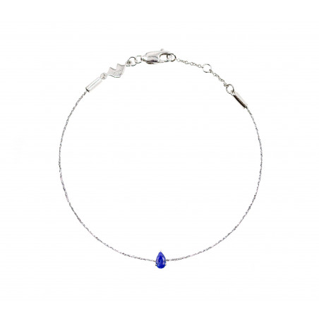 Bracelet cordon argent 925, pierre poire lapis lazuli | Gloria Balensi