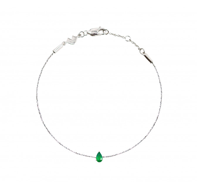 925 silver cord bracelet, green onyx pear stone | Gloria Balensi