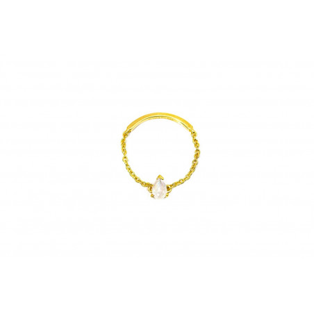 Gold plated chain ring, moonstone pear stone | Gloria Balensi