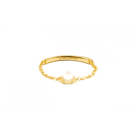 Gold plated chain ring, moonstone pear stone 2 | Gloria Balensi