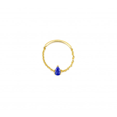 Gold plated chain ring, lapis lazuli pear stone | Gloria Balensi