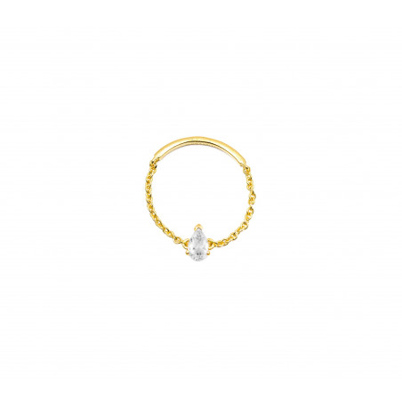 Gold plated chain ring, zirconium pear stone 2 | Gloria Balensi