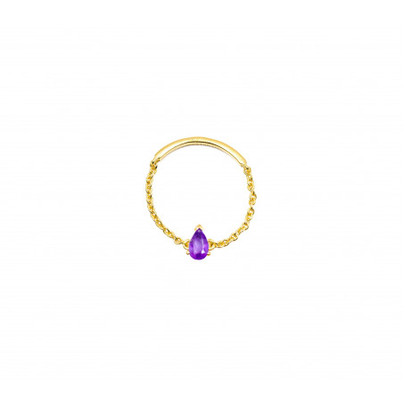 Gold plated chain ring, amethyst pear stone 2 | Gloria Balensi