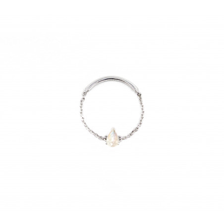 925 silver chain ring, moonstone pear stone | Gloria Balensi
