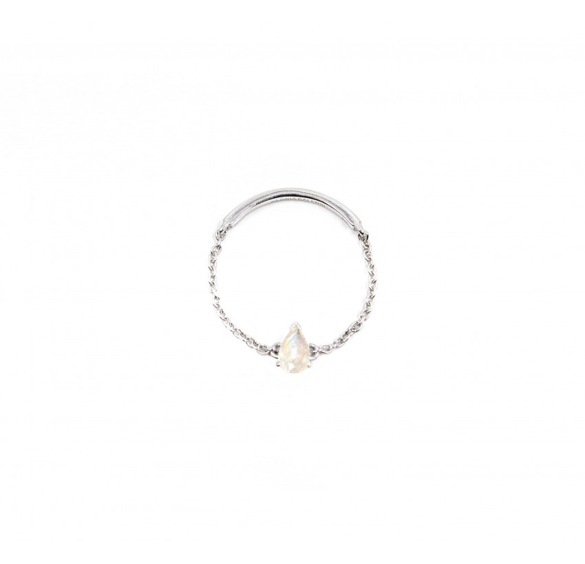925 silver chain ring, moonstone pear stone 2| Gloria Balensi