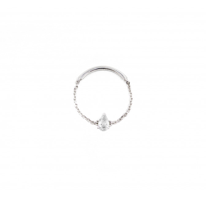 925 silver chain ring, zirconium pear stone | Gloria Balensi