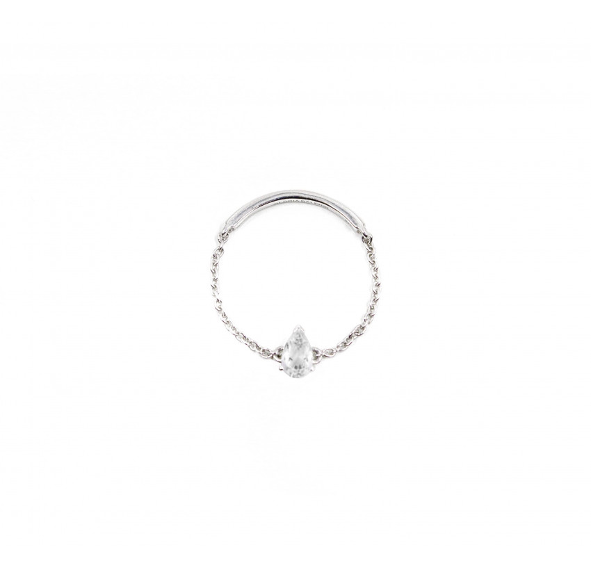 925 silver chain ring, zirconium pear stone 2 | Gloria Balensi