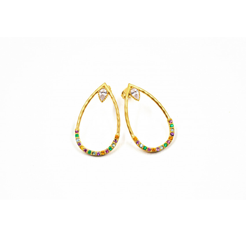 BYZANCE gold plated dangling earrings with semi-precious stones 1 | Gloria Balensi