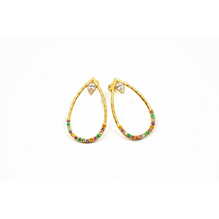 Boucles d'oreilles pendantes  BYZANCE plaqué or avec pierres semi-précieuses 1 | Gloria Balensi