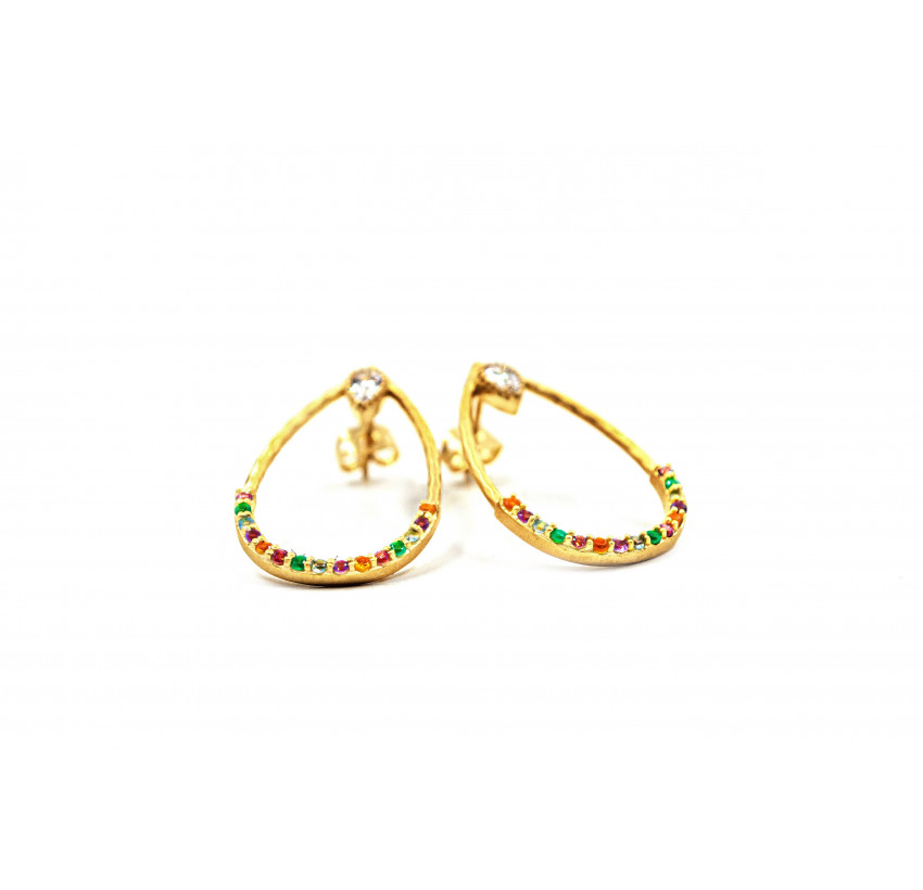 BYZANCE gold plated dangling earrings with semi-precious stones 5  | Gloria Balensi