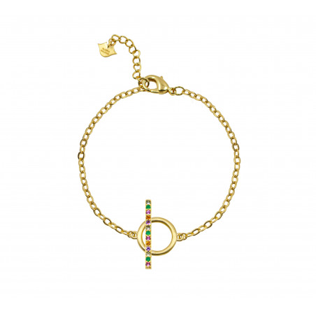 Gold-plated toggle bracelet THÉODORA, semi-precious stones, view 1| Gloria Balensi