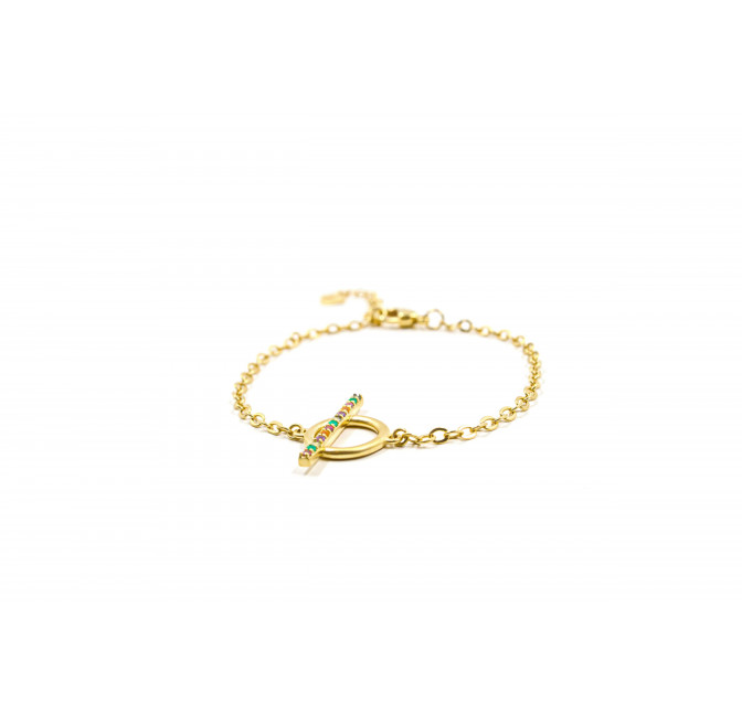 Bracelet toggle THÉODORA plaqué or, avec pierres semi-précieuses vue 4 |Gloria Balensi