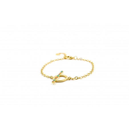 Gold-plated toggle bracelet THÉODORA, semi-precious stones, view 4| Gloria Balensi