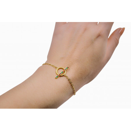 Gold-plated toggle bracelet THÉODORA, semi-precious stones, view 2| Gloria Balensi