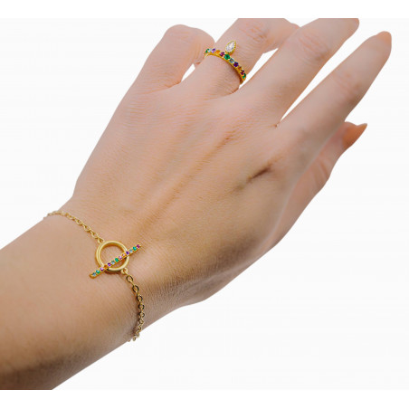 Bracelet toggle THÉODORA plaqué or, avec pierres semi-précieuses vue 6 |Gloria Balensi