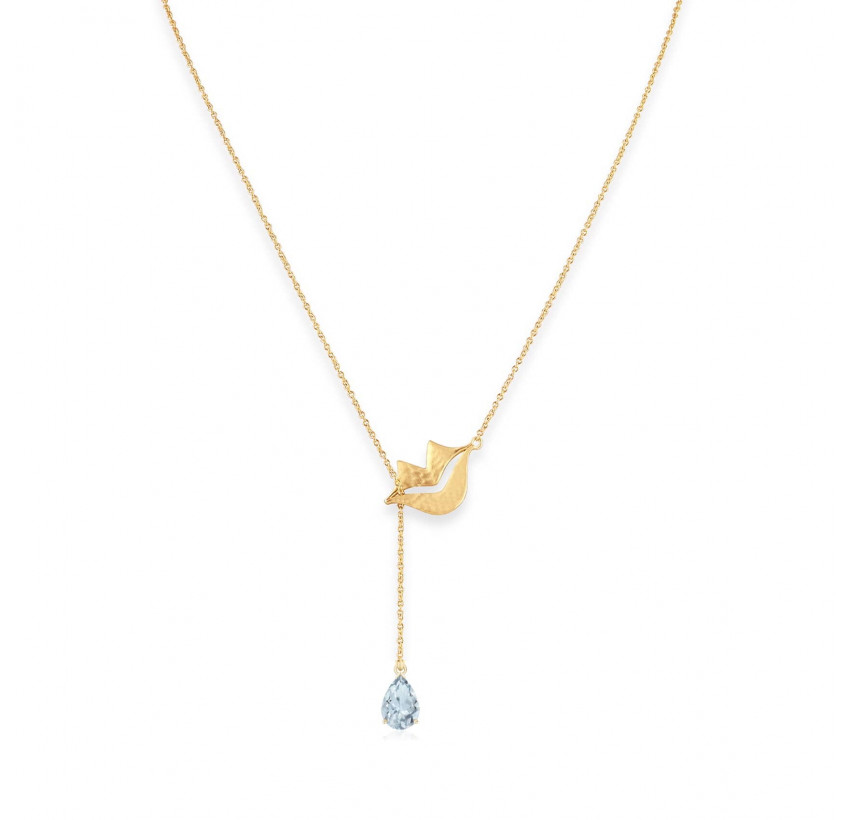HÉRA chain necklace with aquamarine, front view | Gloria Balensi