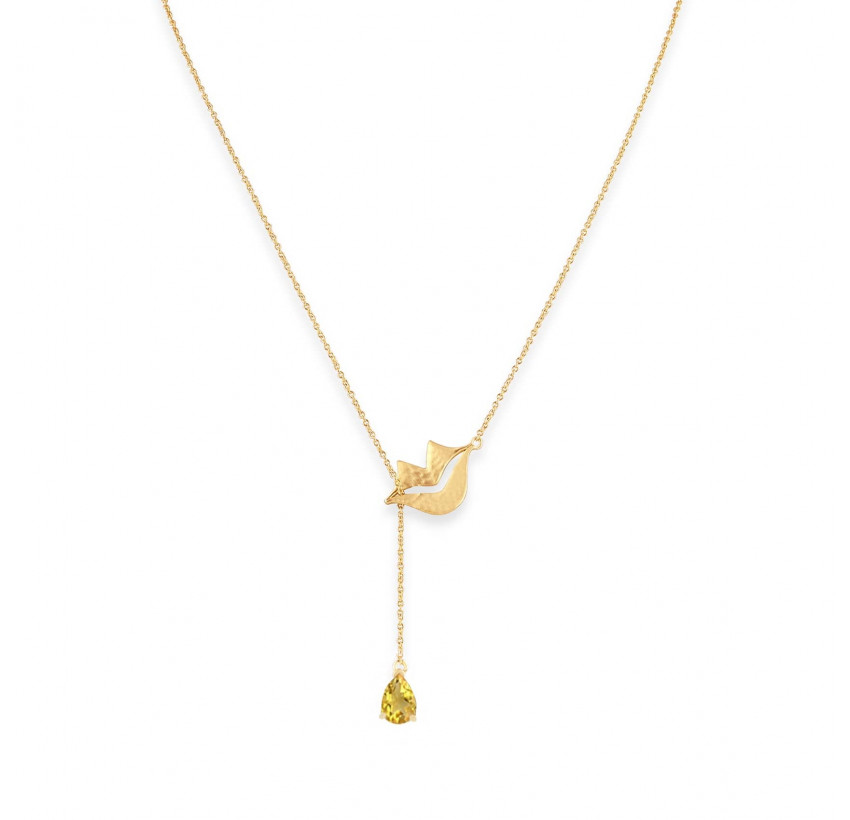 HÉRA chain necklace with citrine, front view | Gloria Balensi