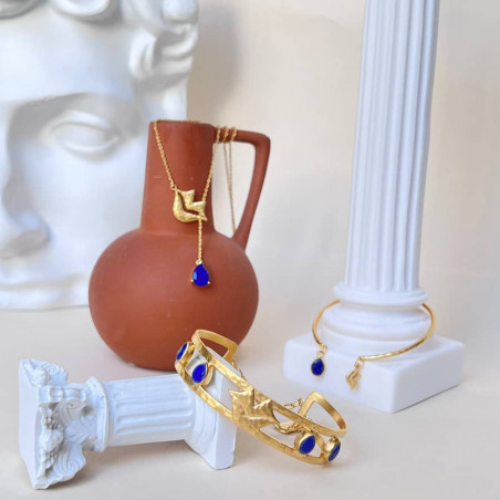 Composition with Gold-plated bracelet OLYMPE with Lapis lazuli| Gloria Balensi