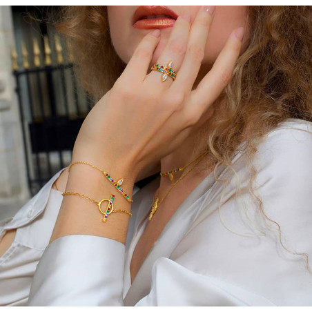 LOLLIA gold plated ring with semi-precious stones 5| Gloria Balensi