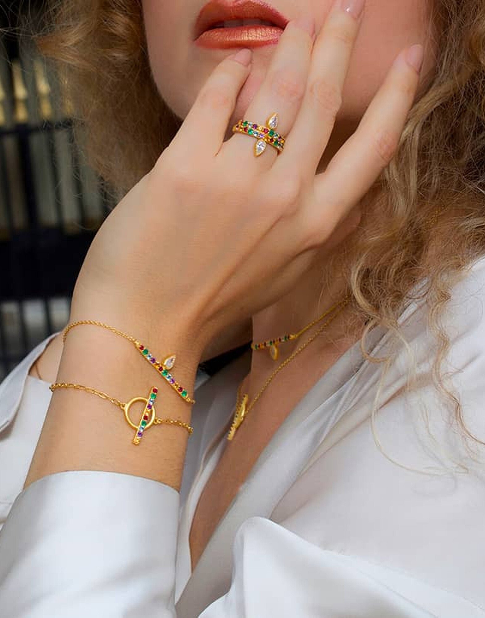 Bague LOLLIA plaqué or avec pierres semi-précieuses |Gloria Balensi Bague LOLLIA plaqué or avec pierres semi-précieuses |Gloria Balensi