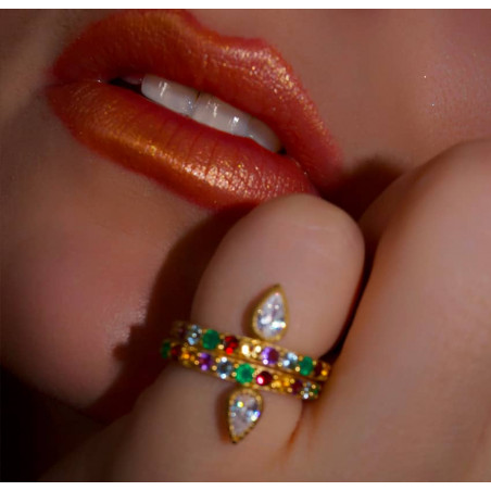 LOLLIA gold plated ring with semi-precious stones 6| Gloria Balensi jewellery