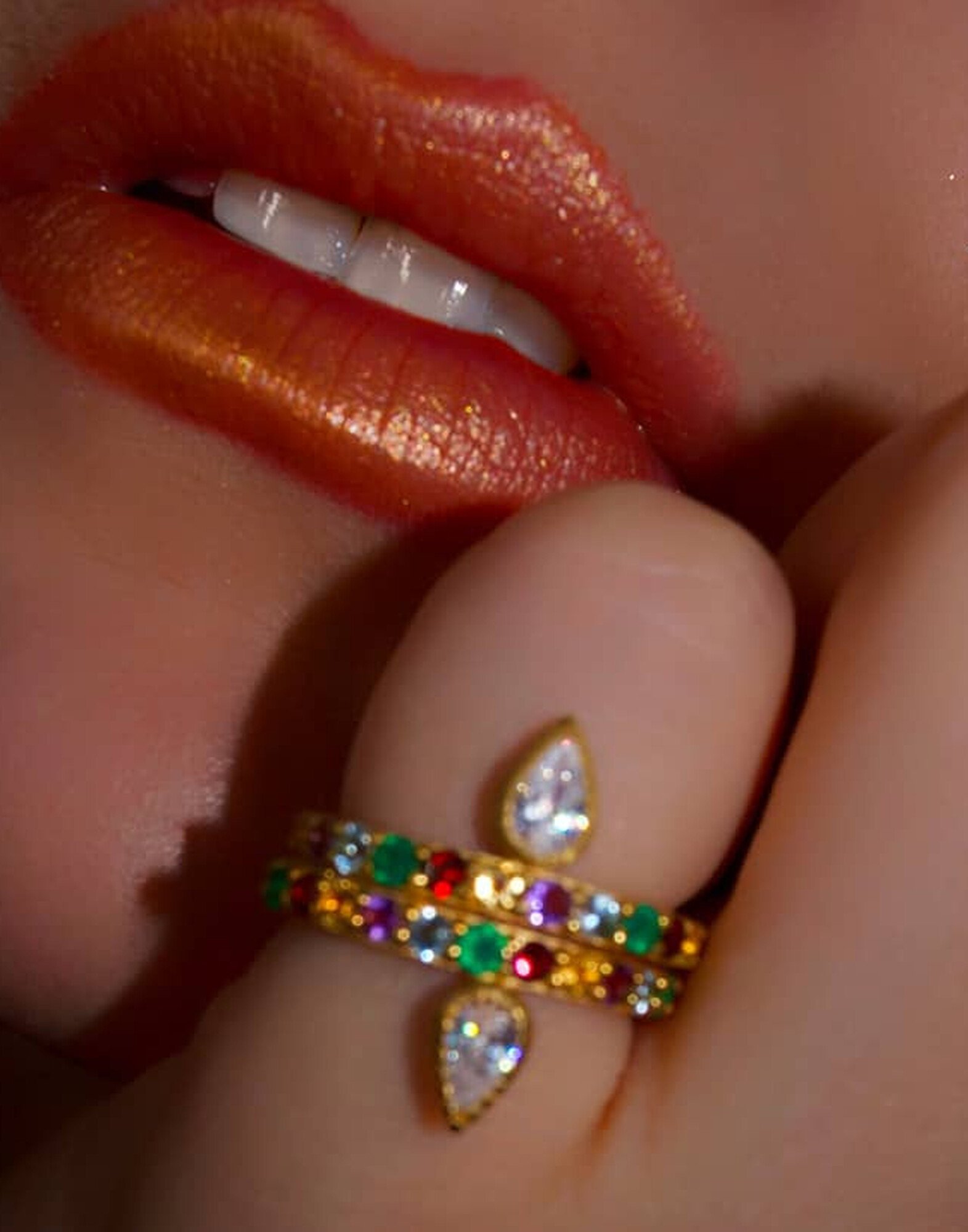 LOLLIA gold plated ring with semi-precious stones |Gloria Balensi