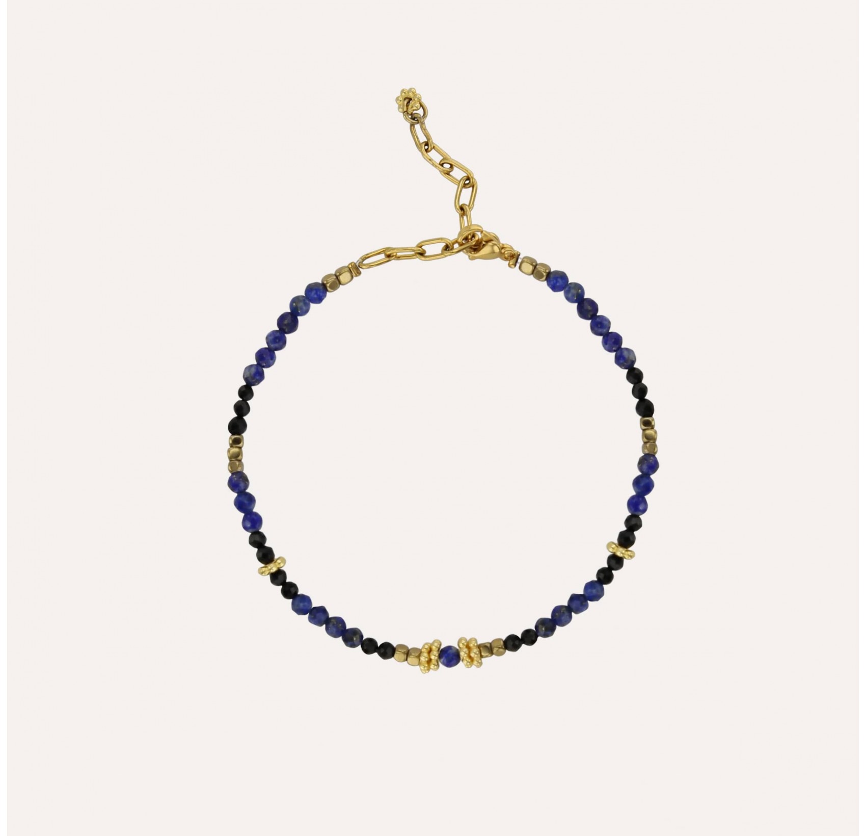 Bracelet lapis lazuli et spinelle noir OSIRIS| Gloria Balensi bijoux