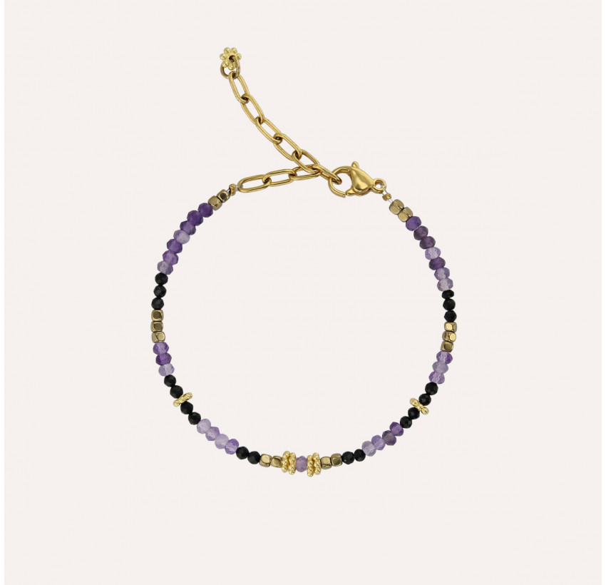 OSIRIS bracelet in amethyst and black Spinel | Gloria Balensi jewellery