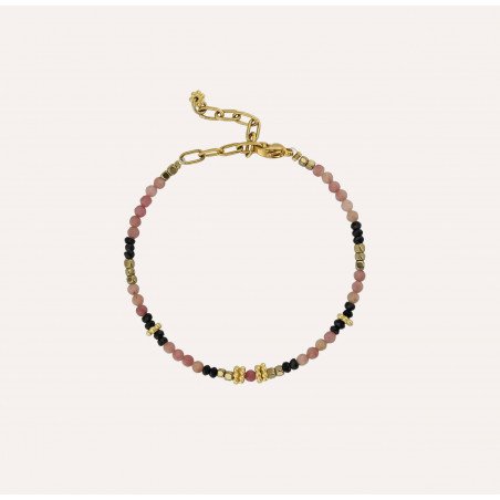 Bracelet OSIRIS en Rhodonite et Spinelle noire| Gloria Balensi bijoux