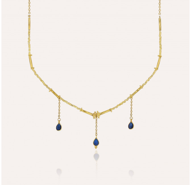 Necklace VENEZIA in glass beads of MURANO and blue agate | Gloria Balensi