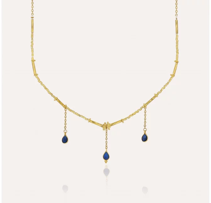 Necklace VENEZIA in glass beads of MURANO and blue agate |Gloria Balensi