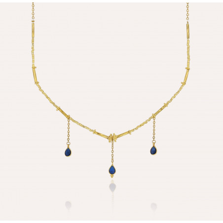 Necklace VENEZIA in glass beads of MURANO and blue agate | Gloria Balensi jewellery
