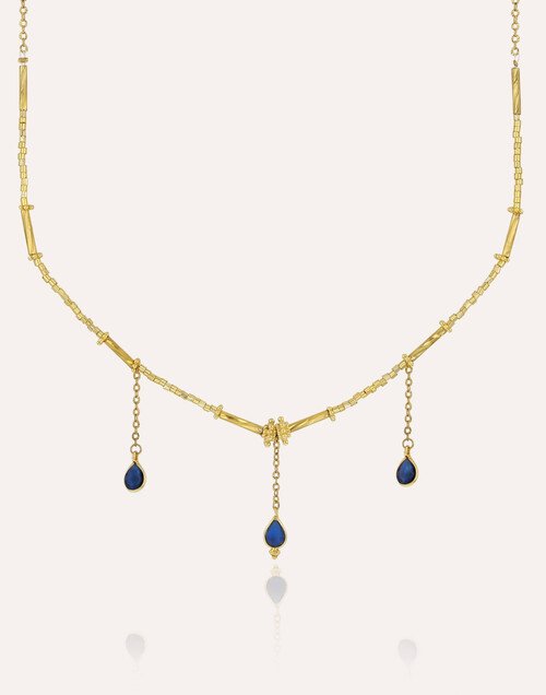 Necklace VENEZIA in glass beads of MURANO and blue agate |Gloria Balensi