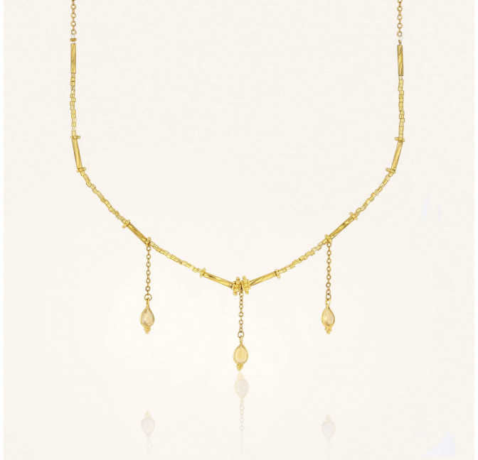 Necklace VENEZIA in glass beads of MURANO and citrine | Gloria Balensi jewellery